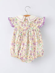 Purple Floral Print Baby Girl Romper