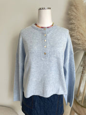 Light Blue Oversized Half Button Sweater