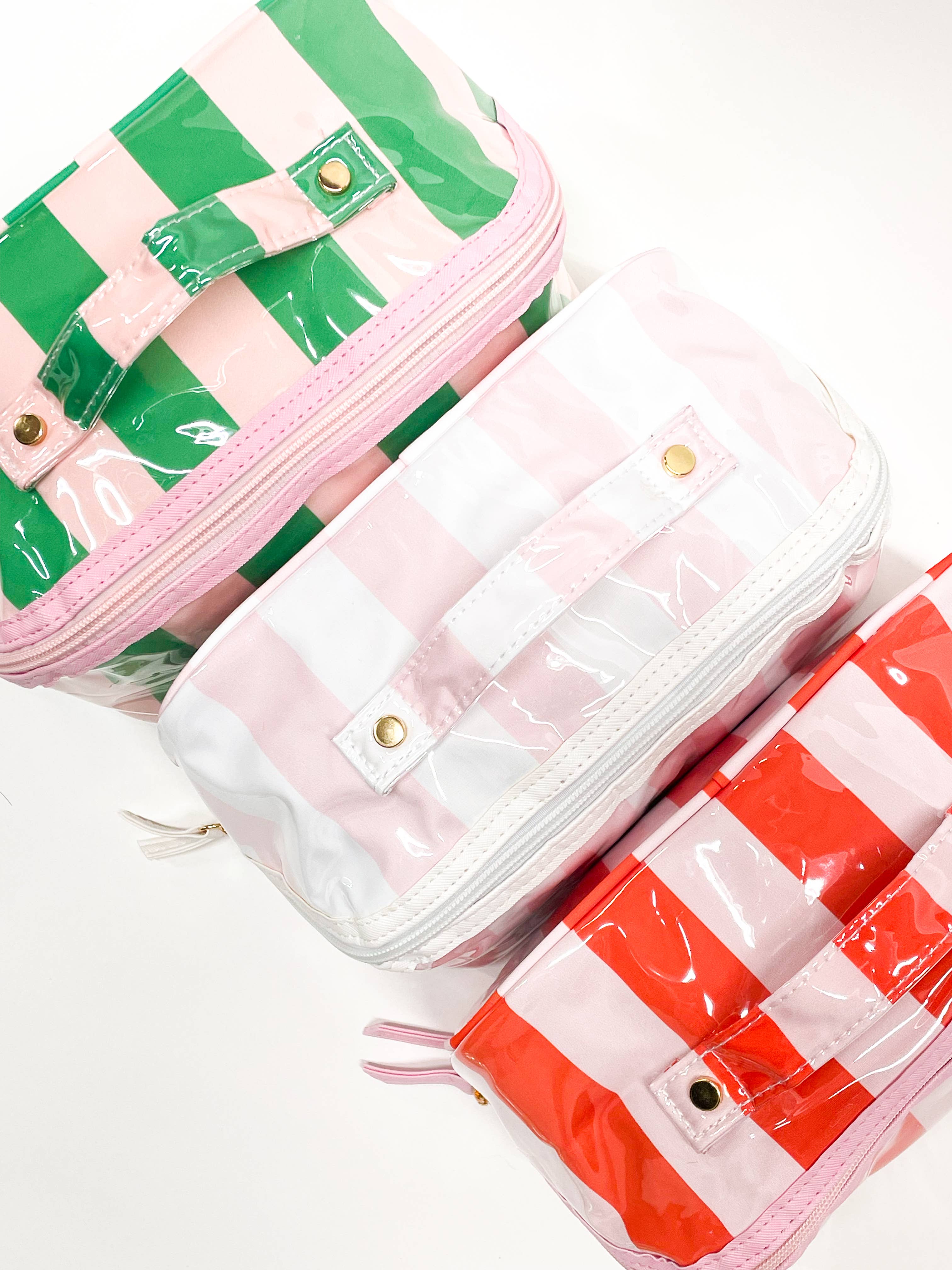 Red Colorful Stripe Wipeable Toiletry Bag