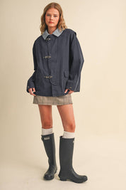 Navy Corduroy Collar Utility Jacket