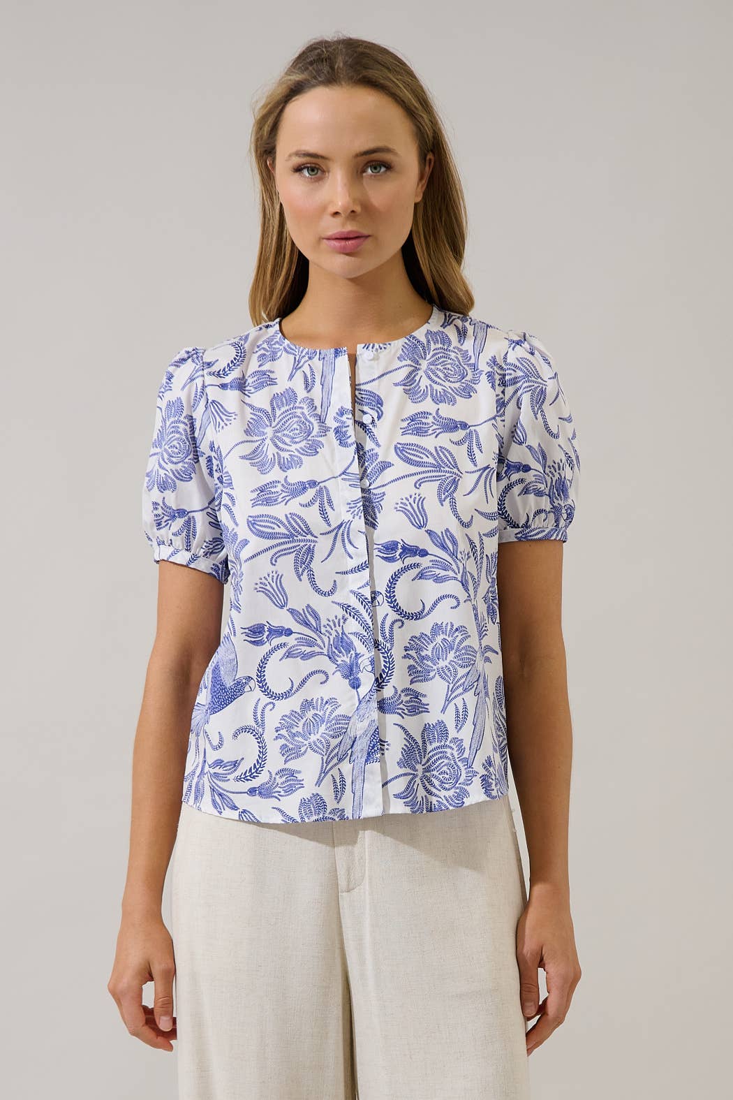 Blue Hiller Button Down Top