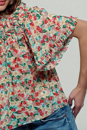 Aurora of Ruffle Short Sleeve Blouse