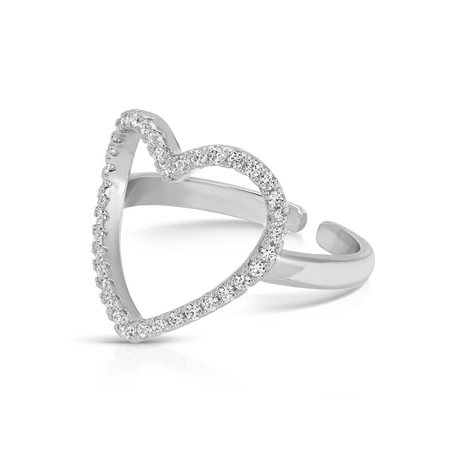 Pavé Heart Adjustable Ring: Gold