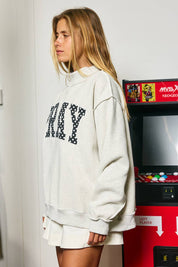 Gray Pray Polka-Dot Mockneck