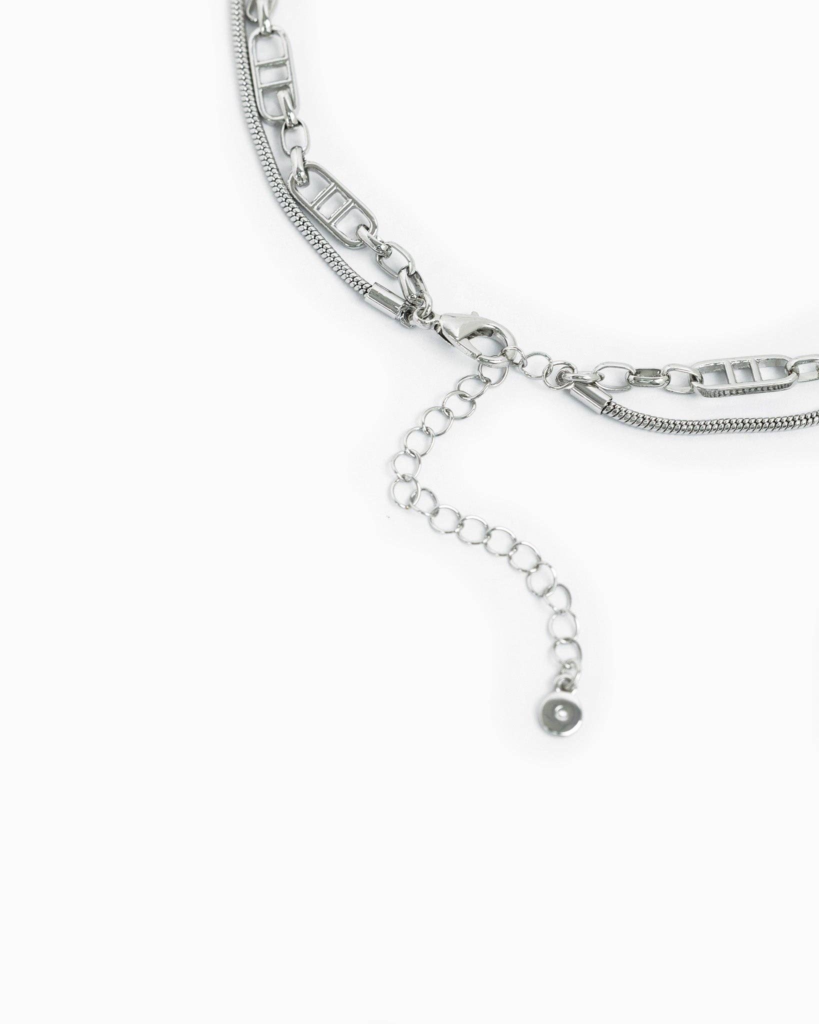 2 Layered Marquise Stone Mixed Link Necklace