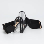Transparent Rectangle Flap Crossbody Bag: Clear,Gold
