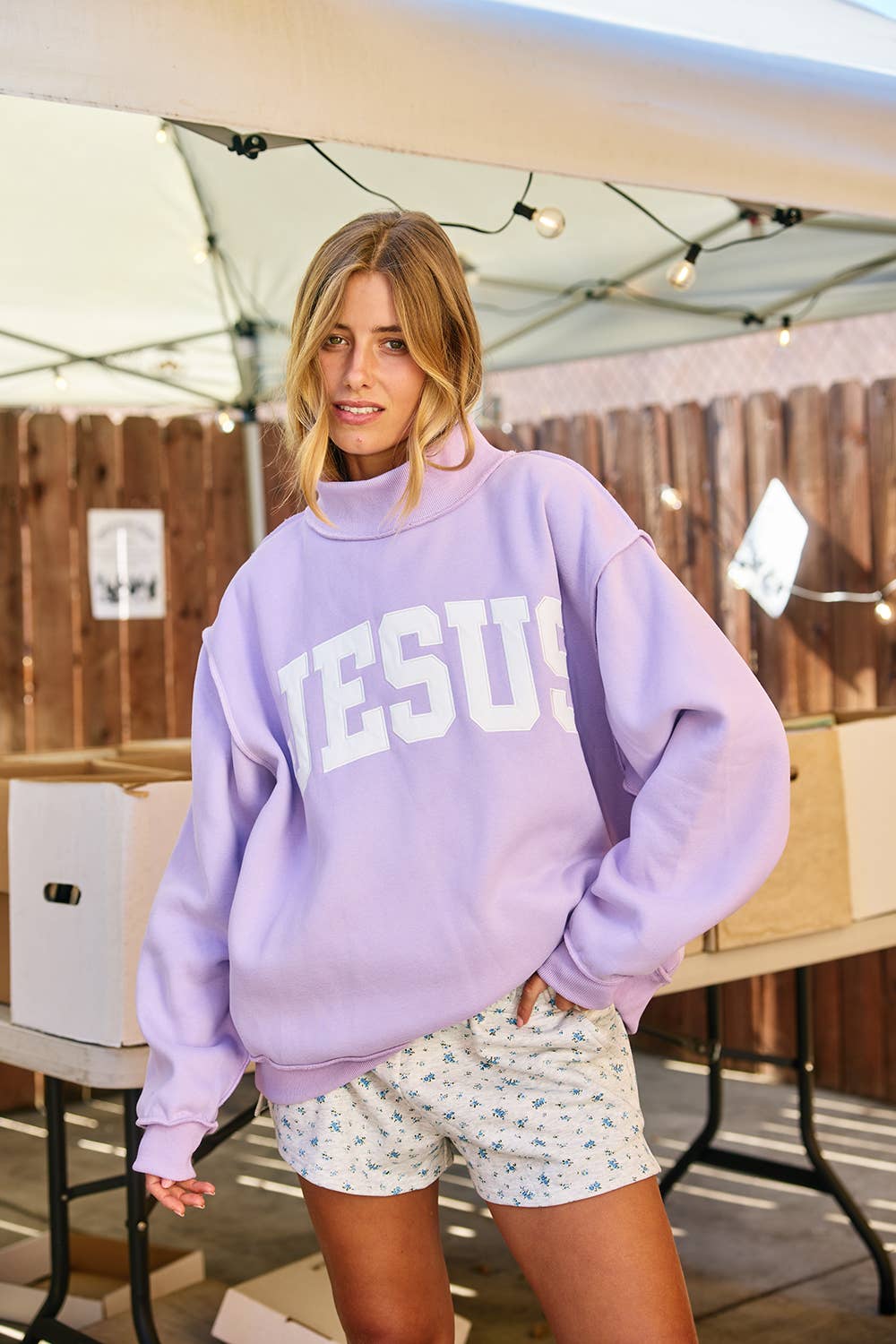 Lavender Jesus Mockneck