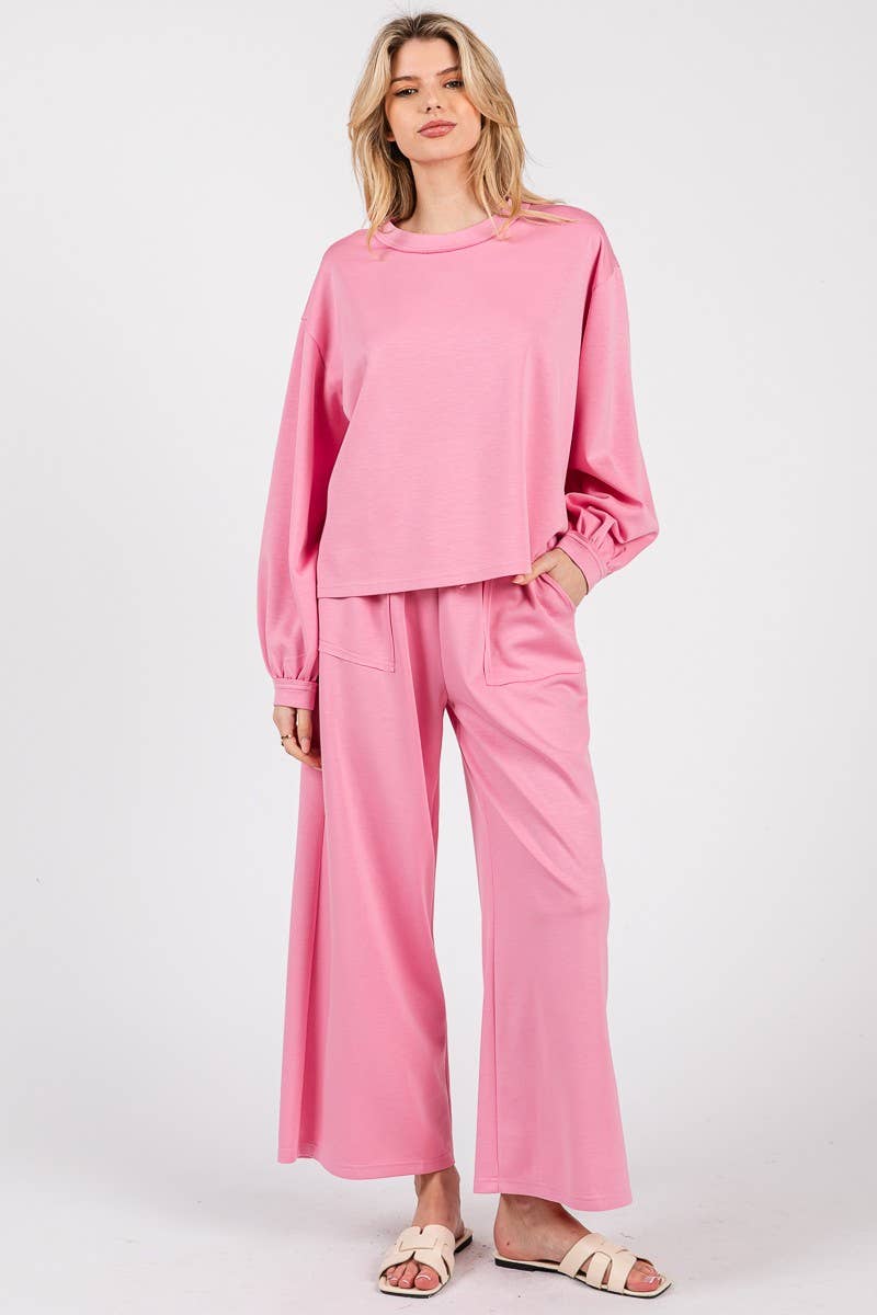 Pink Scuba Top & Pants Set