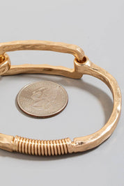 Hammered Rectangle Coil Spring Hook Bangle Bracelet