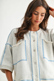 Gray Detailed Oversized Cardigan