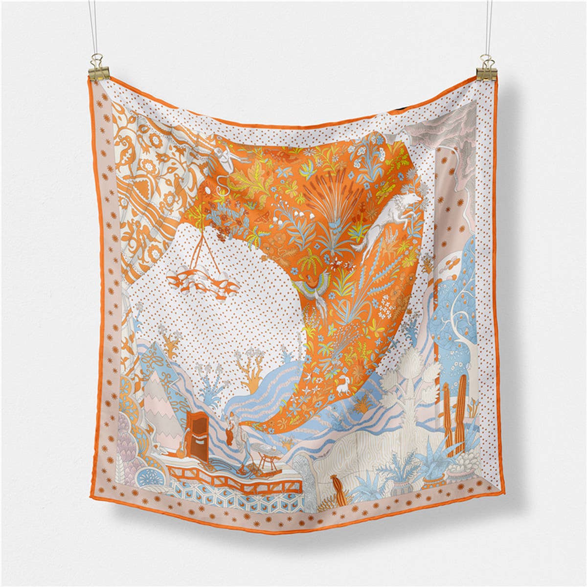 Orange Silk Feel Square Scarf — color: orange