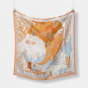 Orange Silk Feel Square Scarf — color: orange