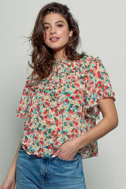 Aurora of Ruffle Short Sleeve Blouse