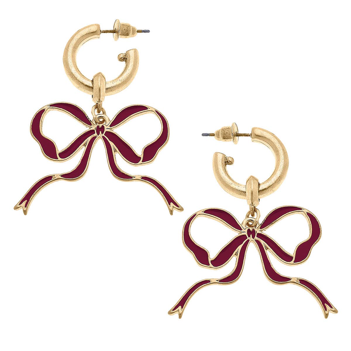 Veronica Game Day Bow Enamel Earrings