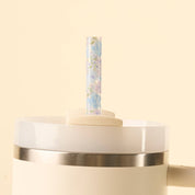 Blue Floral Tumbler Straw Set