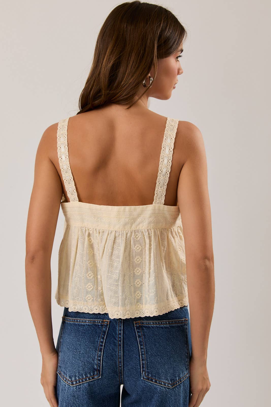 Light Yellow Eyelet Top
