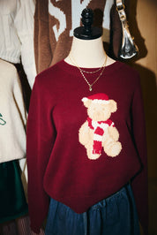 Burgundy Santa Teddy Bear Sweater