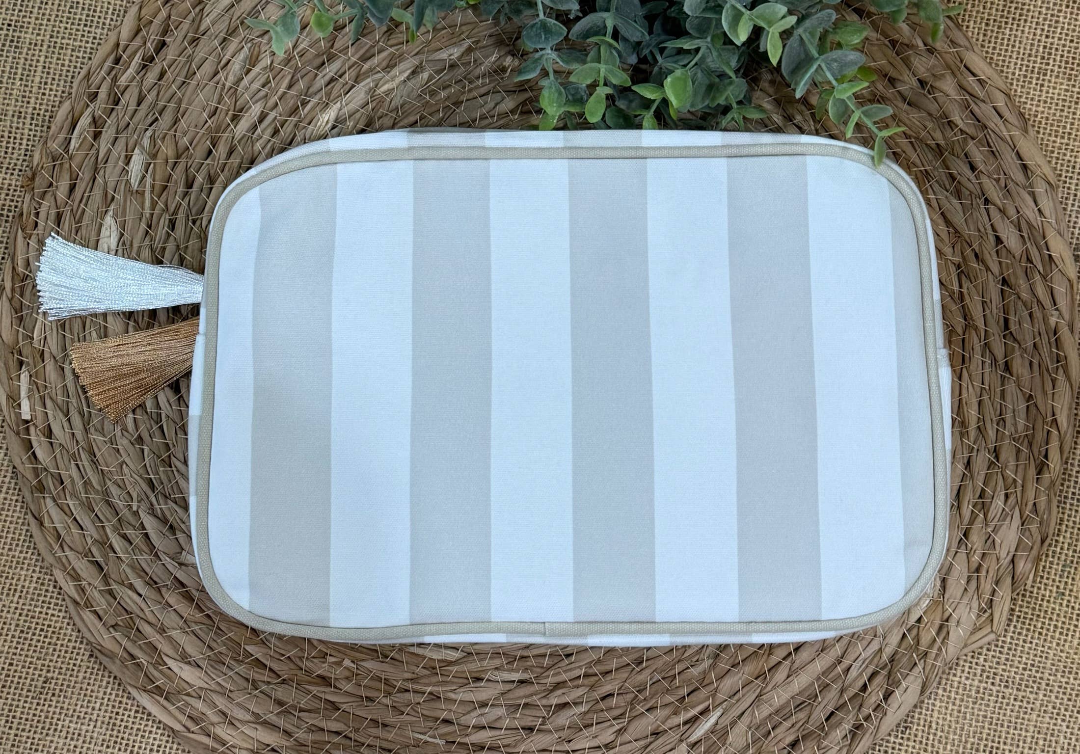 Stripe Cosmetic Bag with Tassel : Multi-Colored