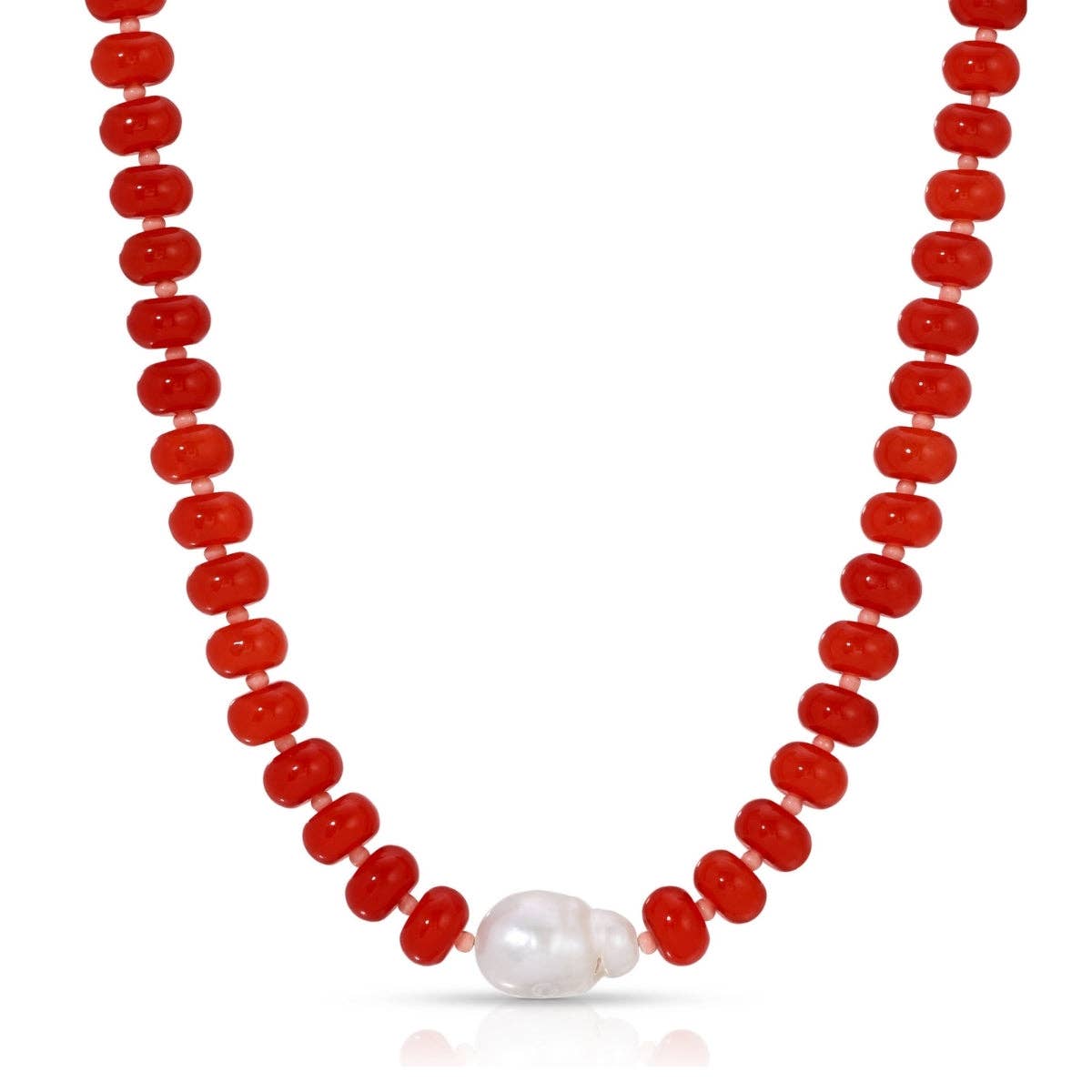 Colored Stone Necklace with Baroque Pearl