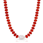 Colored Stone Necklace with Baroque Pearl
