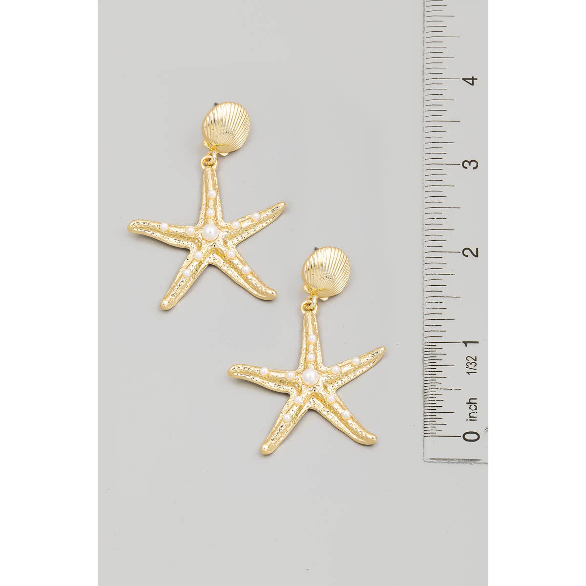 Pearl Studded Starfish Dangle Earrings
