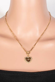 Halo Set Heart Pendant Bar Chain Necklace