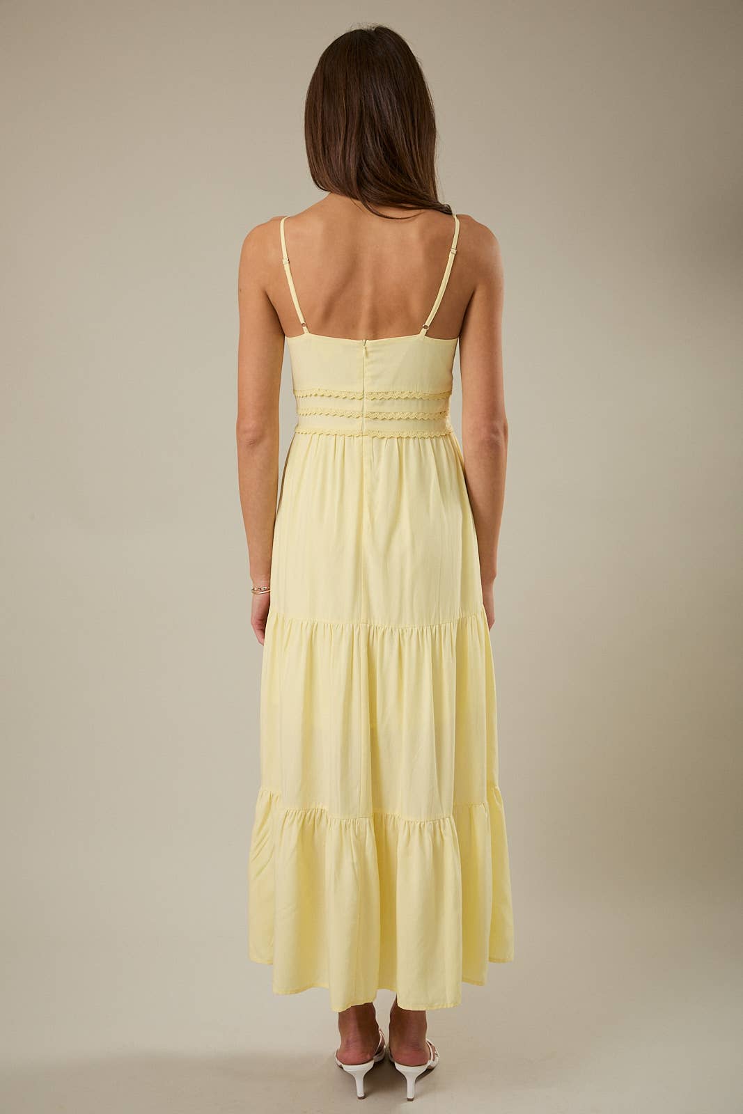 Yellow V-Neck Tiered Maxi Dress