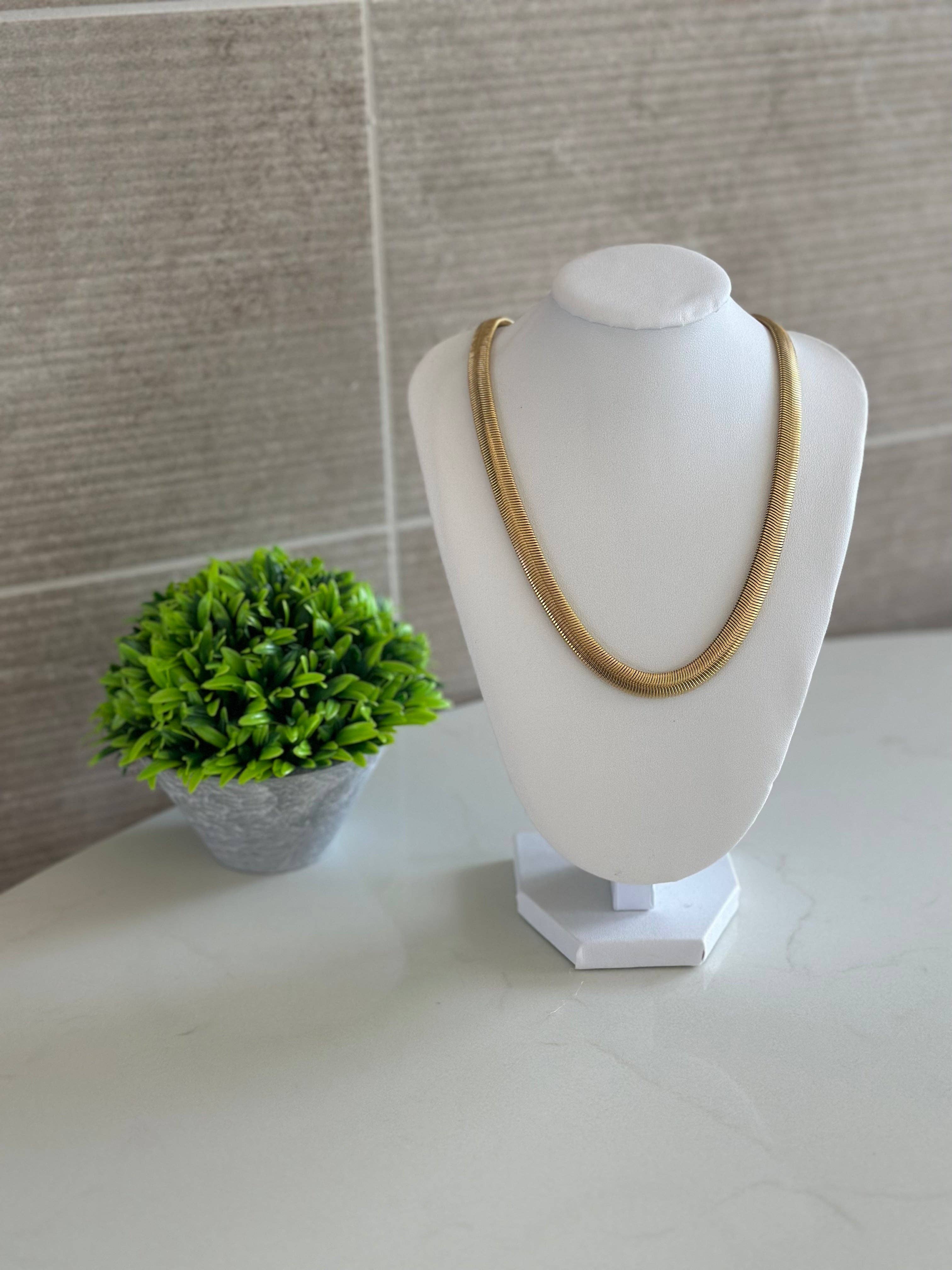 Waterproof Stainless Flat Snake Necklace
