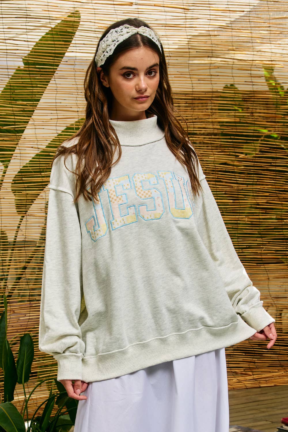 Patchwork Embroidered Jesus Sweatshirt