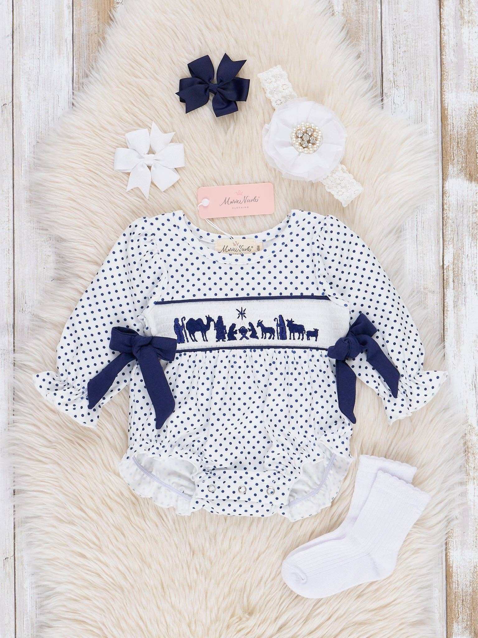 Polka Dot Smocked Nativity