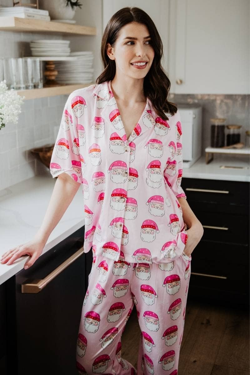 Pink Santa Face Women's Christmas Pajamas
