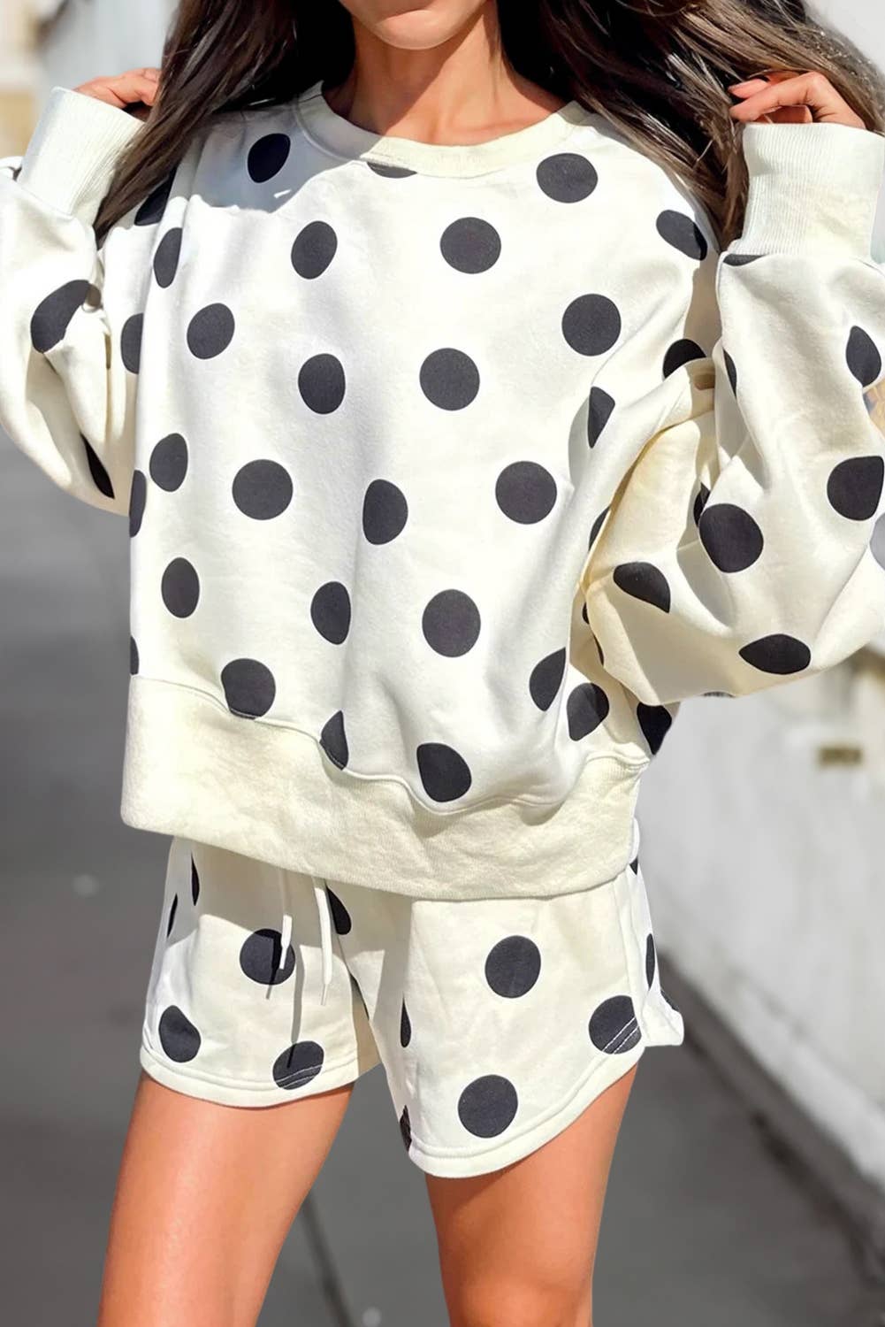 Cream Polka Dot Short Set