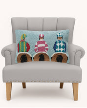 Light Blue Jockey On Horses Hook Pillow