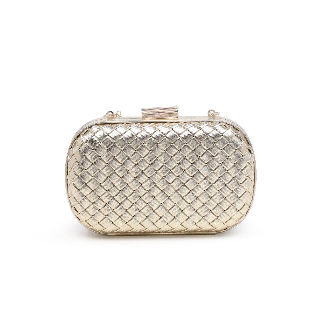 Gold Woven Oval Evening Bag