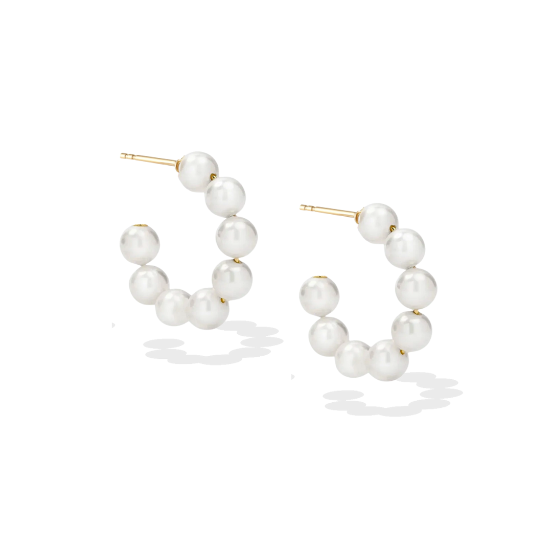 Chunky Modern Pearl Hoops