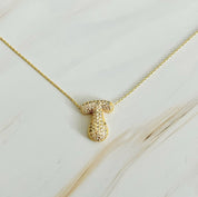 Crystal Bubble Initial Necklace: T at Ninety Nine Boutique
