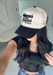 Black Friend in Jesus Trucker Hat