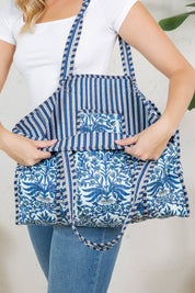 Navy Reversible Quilted Tote Bag