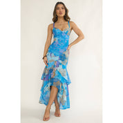 Blue Sweetheart Tiered Midi Dress