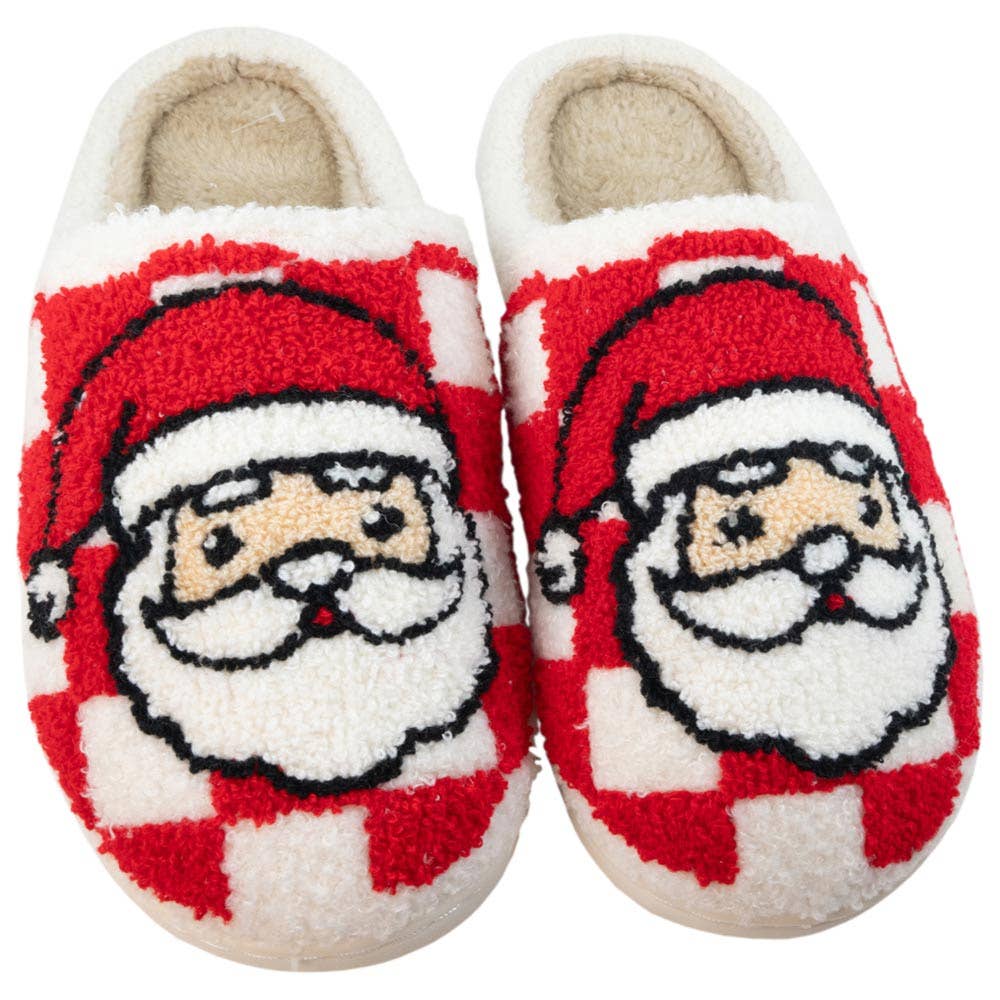Santa Red Checkered Slippers — view 4