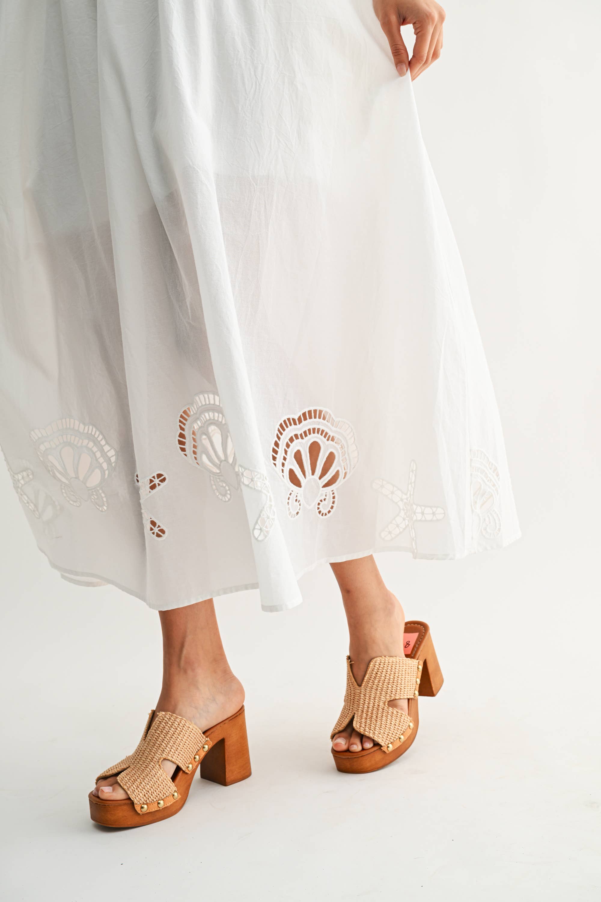 Embroidered Floral Shoulder Maxi Dress