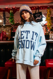 Light Blue Let It Snow Mockneck Sweatshirt