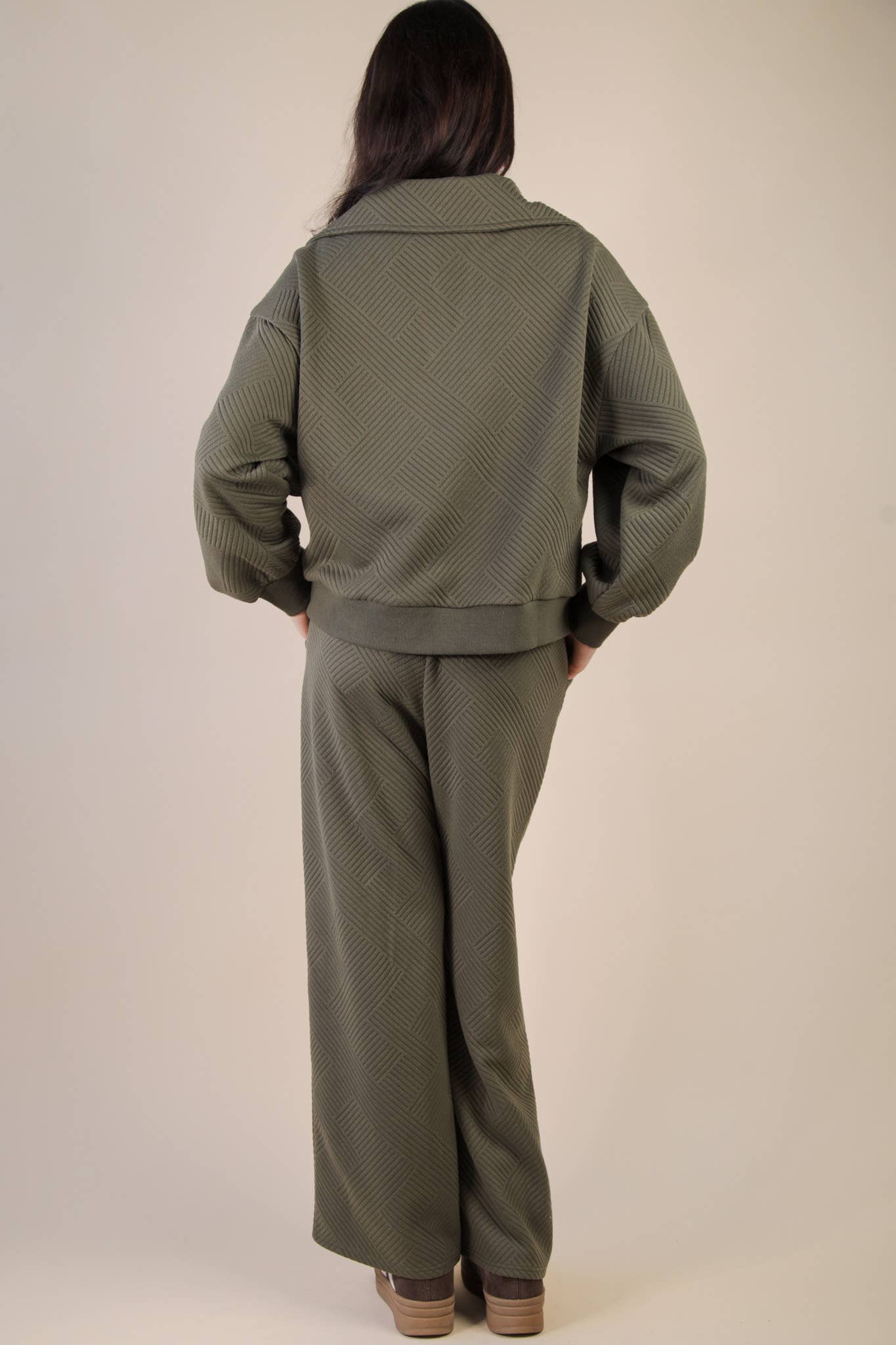 Green Textured Casual Comfy Set