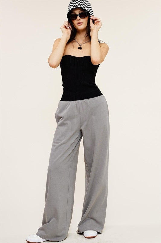 Grey Wide Leg Sweatpants