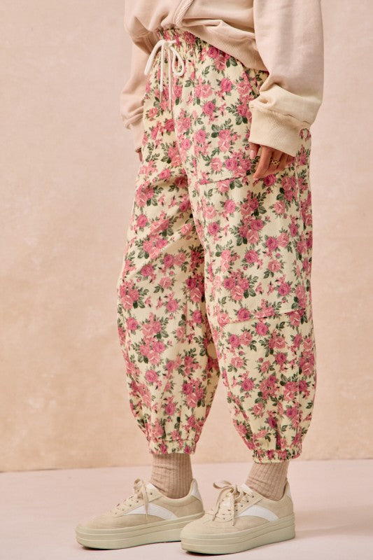 Floral Printed Twill Pants