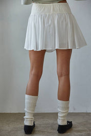 White Mini Wrap Tie Skort
