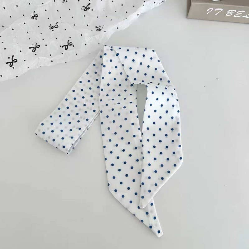 White Polka Dot Skinny Twilly Scarf