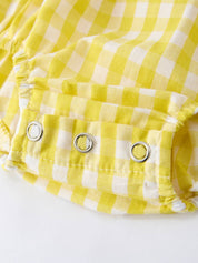 Yellow Gingham Baby Girl Romper