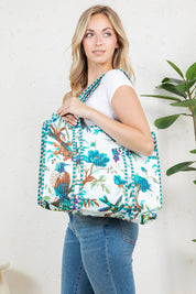 White Bird Quilted Tote Bag