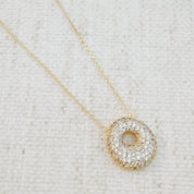 Crystal Bubble Initial Necklace: T at Ninety Nine Boutique, view 23